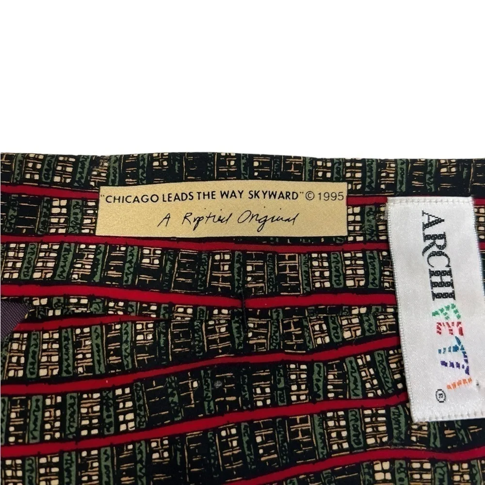 Vintage Archifetti 100%  Silk Chicago Tie 1995 Riptied Original